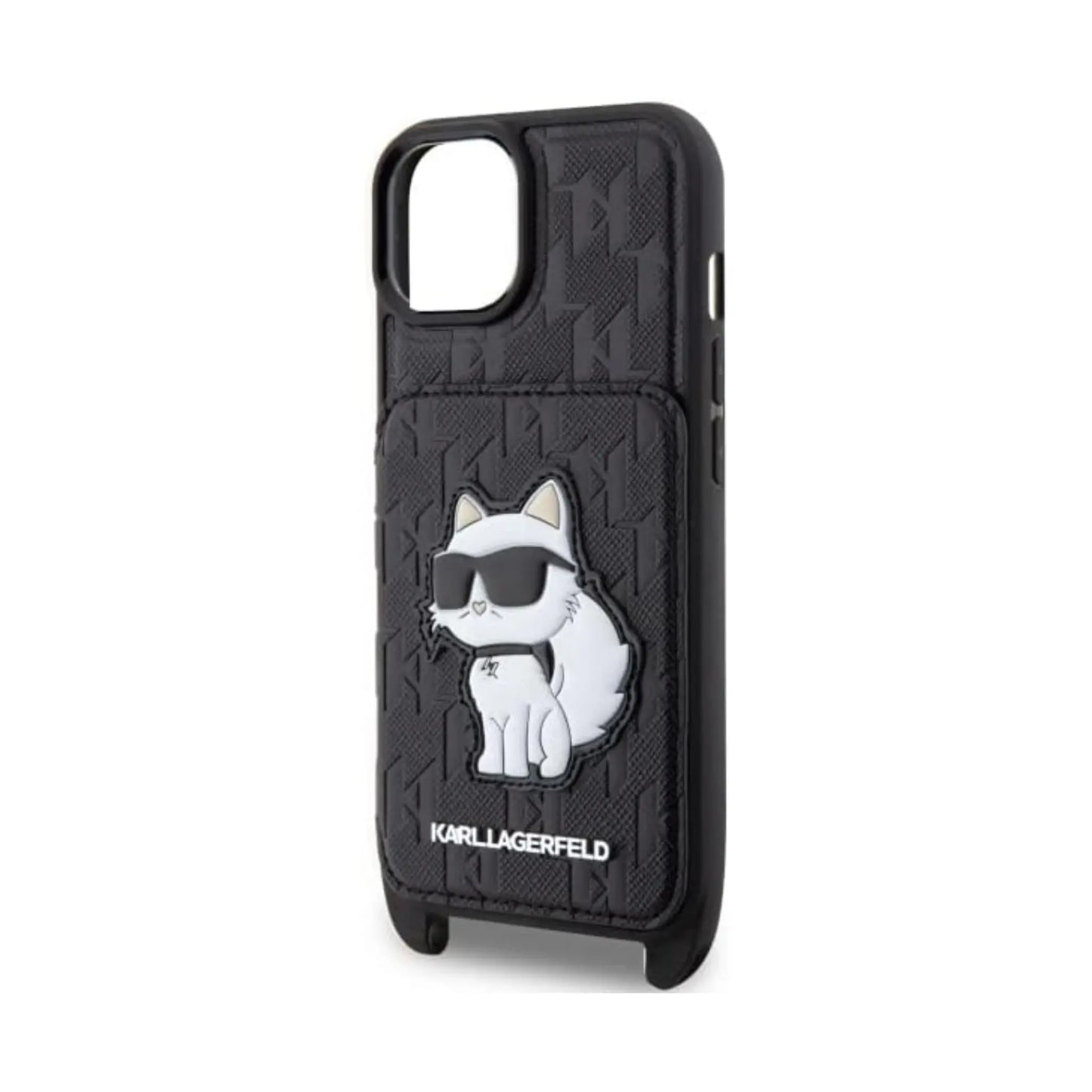 Karl Lagerfeld Crossbody NFT Saffiano Monogram Choupette Case, Schwarz - iPhone 14
