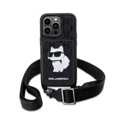 Karl Lagerfeld Crossbody Saffiano Monogram Choupette Hardcase KLHCP14LCSAKHPCK, Schwarz - iPhone 14 Pro