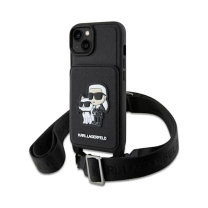 Karl Lagerfeld Crossbody NFT Saffiano Karl & Choupette Case, Schwarz - iPhone 14