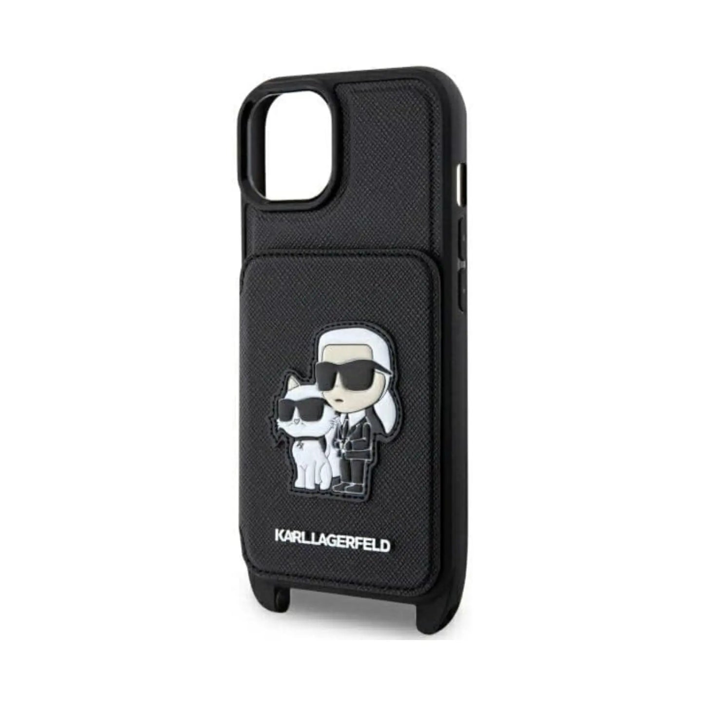 Karl Lagerfeld Crossbody NFT Saffiano Karl & Choupette Case, Schwarz - iPhone 14