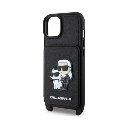 Karl Lagerfeld Crossbody NFT Saffiano Karl & Choupette Case, Schwarz - iPhone 14