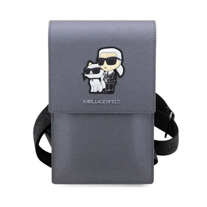 Karl Lagerfeld Saffiano Karl & Choupette Wallet Bag - Silber