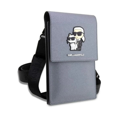 Karl Lagerfeld Saffiano Karl & Choupette Wallet Bag - Silber