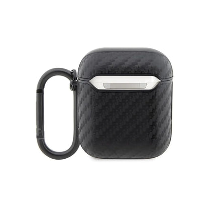 BMW AirPods 1/2 Hülle, Schwarz – Carbon Doppel Metall Logo
