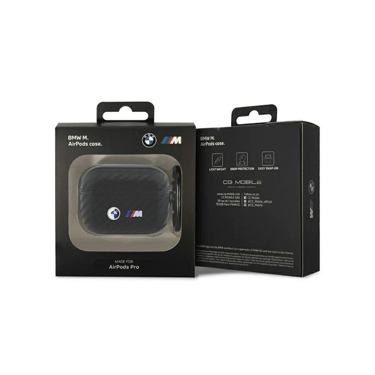 BMW AirPods Pro Hülle, Schwarz – Carbon Double Metal Logo