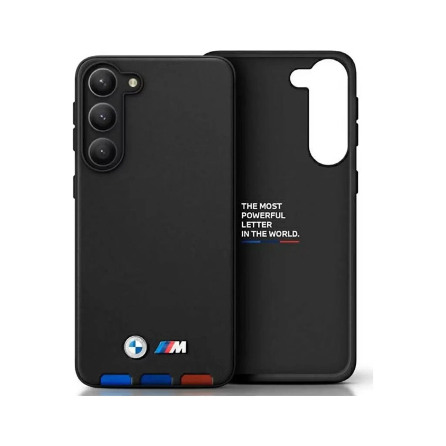 BMW Galaxy A54 5G Hülle, Schwarz – Leder Hot Stamp Tricolor