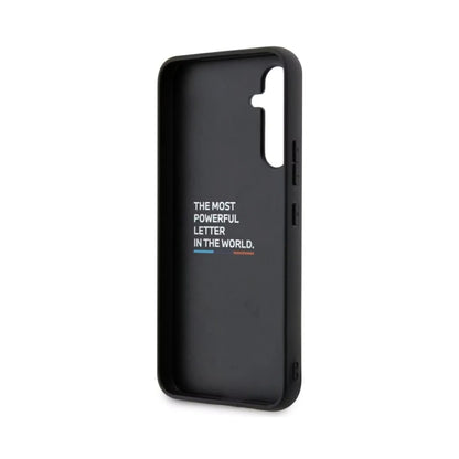 BMW Galaxy A54 5G Hülle, Schwarz – Leder Hot Stamp Tricolor