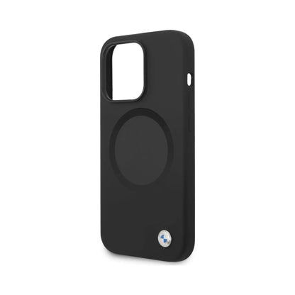 BMW iPhone 14 Pro Hülle, Schwarz – Signature Liquid Silicone MagSafe
