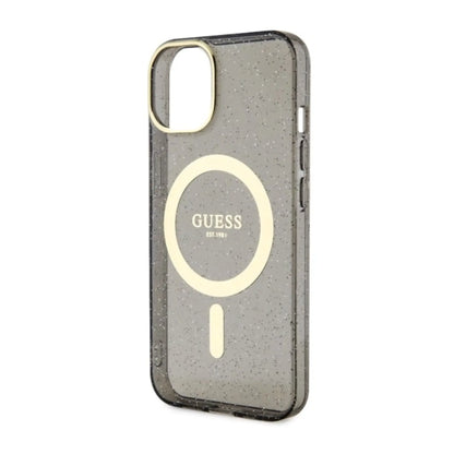 Guess Glitter Gold MagSafe Hülle für iPhone 14 – Schwarz
