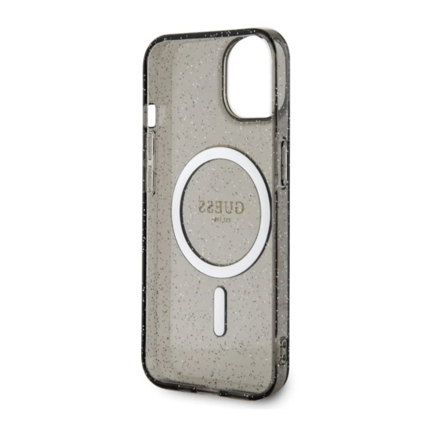 Guess Glitter Gold MagSafe Hülle für iPhone 14 – Schwarz