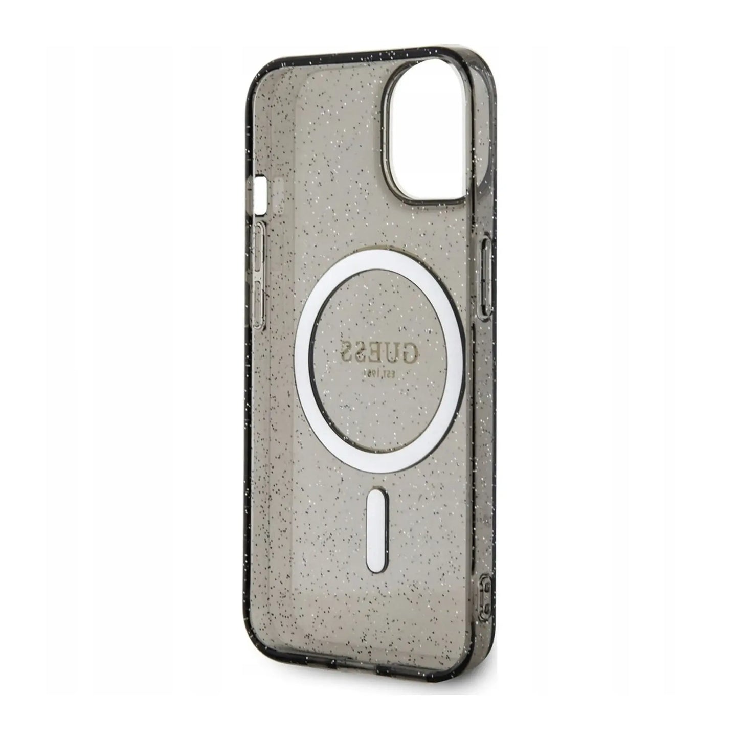 Guess Glitter Gold Hülle Schwarz für Magsafe – iPhone 14 Plus
