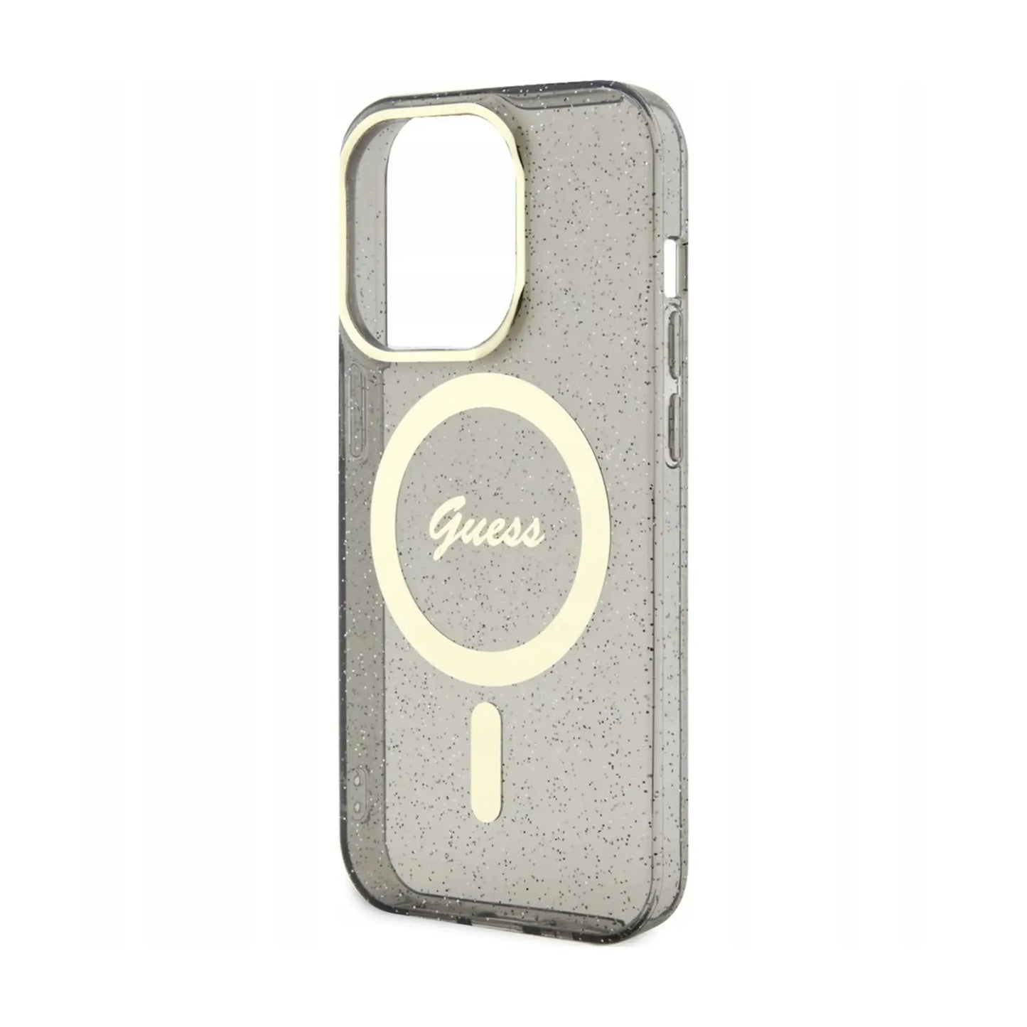 Guess Hülle Glitter Gold MagSafe Schwarz - iPhone 14 Pro