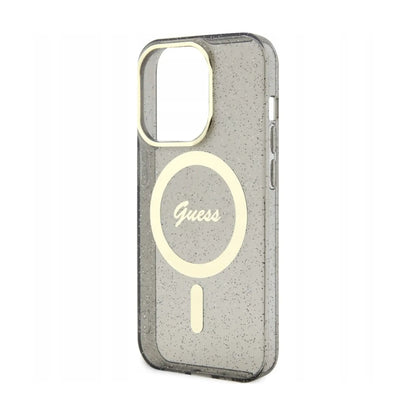 Guess Hülle Glitter Gold MagSafe Schwarz - iPhone 14 Pro