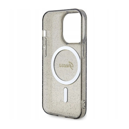Guess Hülle Glitter Gold MagSafe Schwarz - iPhone 14 Pro