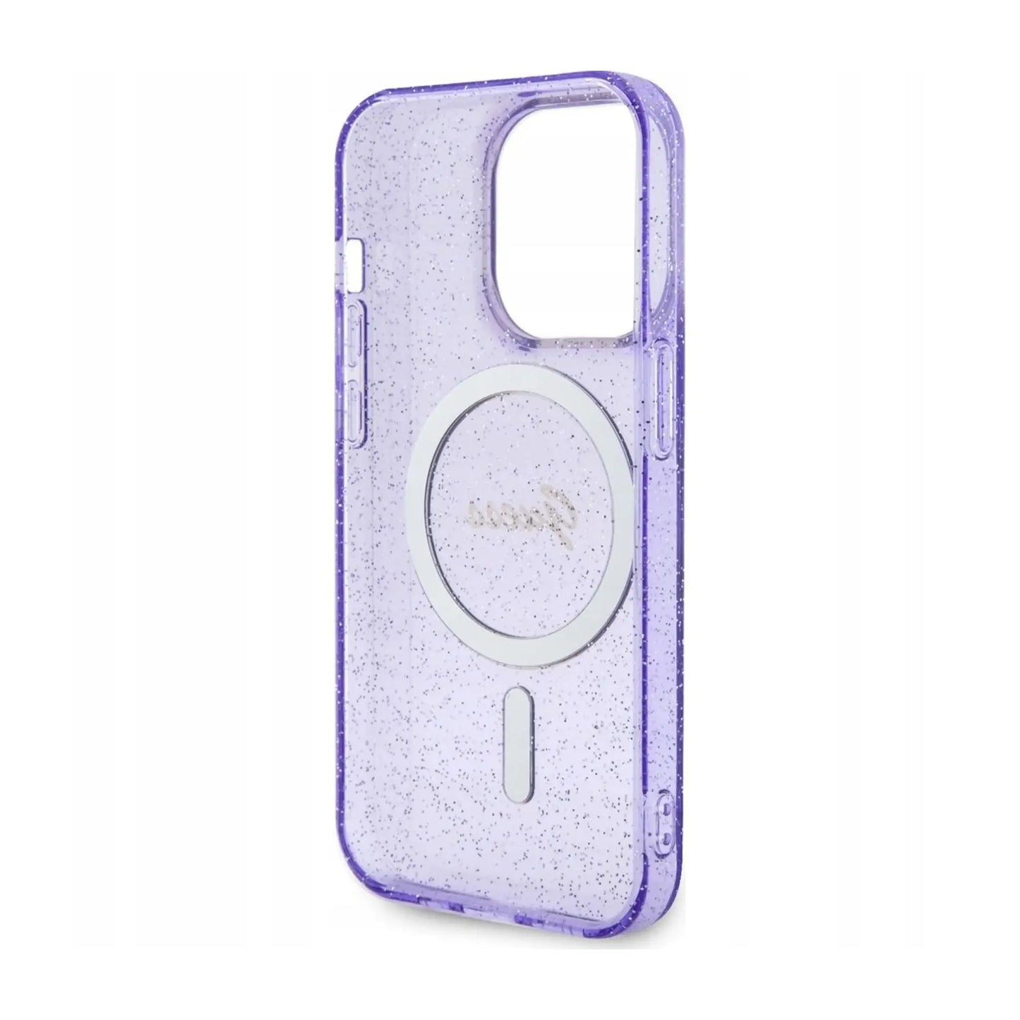 Guess Glitter Gold Hülle Lila für Magsafe – iPhone 14 Pro
