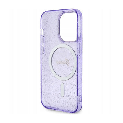 Guess Glitter Gold Hülle Lila für Magsafe – iPhone 14 Pro
