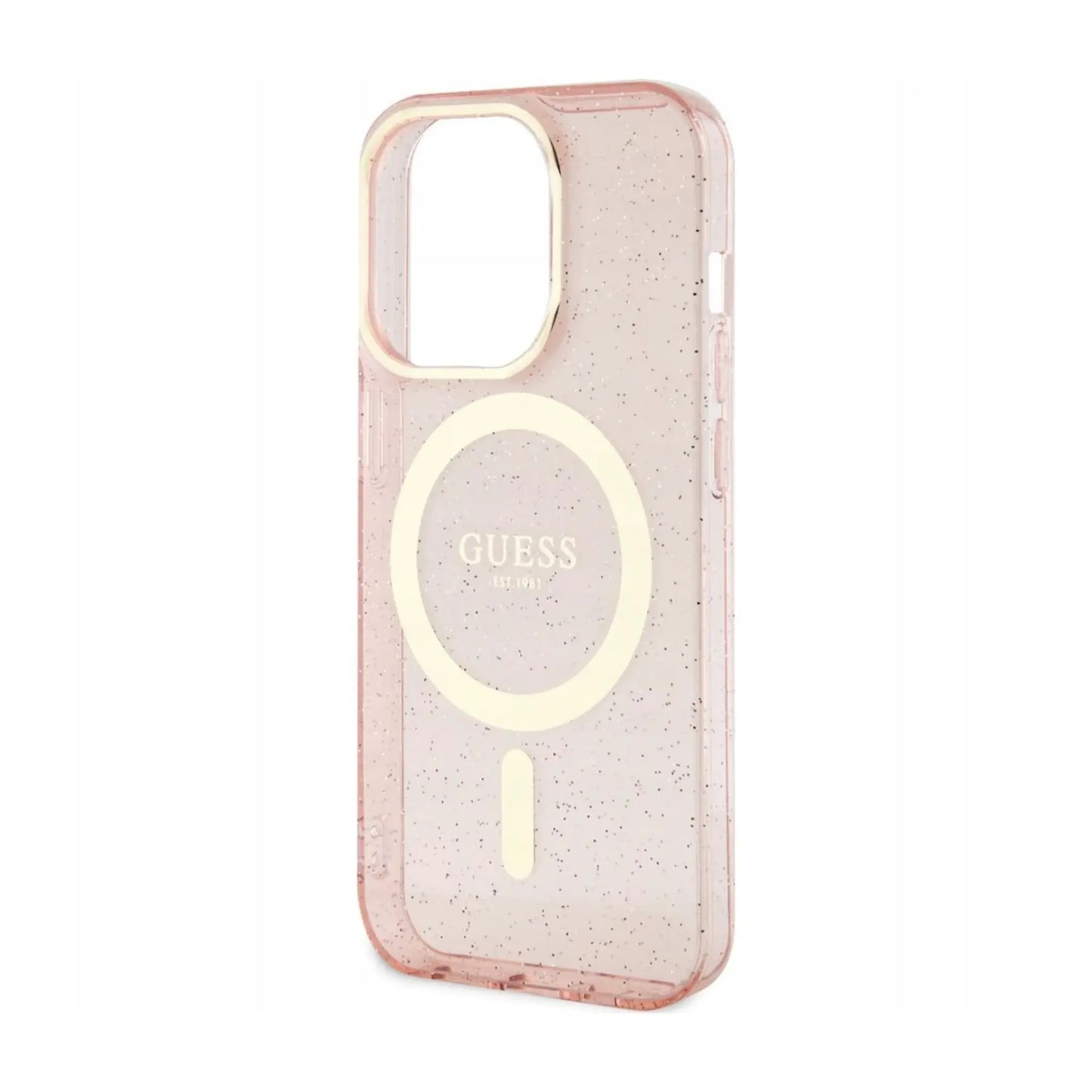 Guess Hülle Glitter Gold MagSafe Pink - iPhone 14 Pro