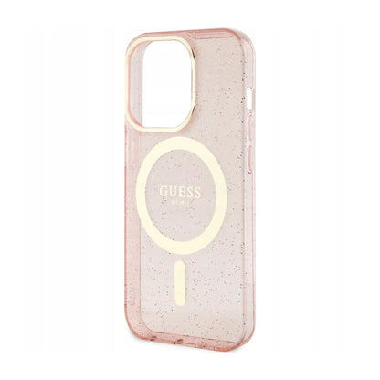 Guess Hülle Glitter Gold MagSafe Pink - iPhone 14 Pro