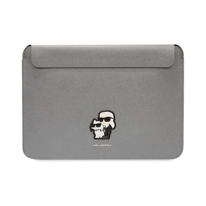 Karl Lagerfeld NFT Saffiano Karl & Choupette Sleeve Notebook-Hülle, Silber - 14 Zoll