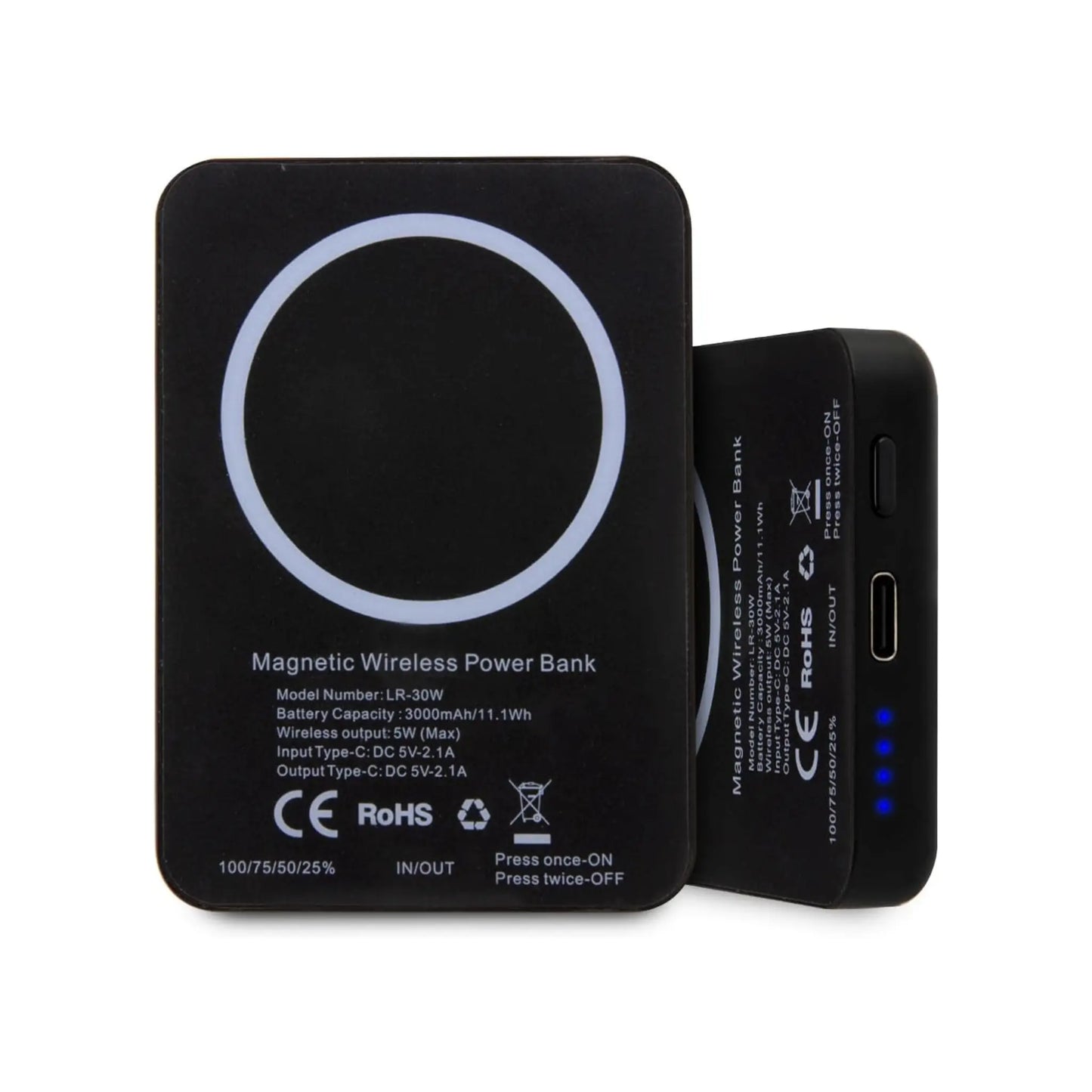 Karl Lagerfeld Ikonik MagSafe Induktive Powerbank 5W 3000mAh, Schwarz