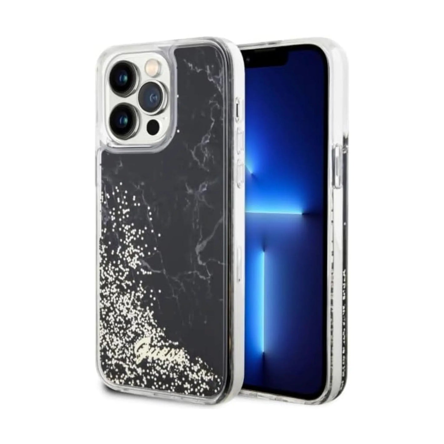 Guess Liquid Glitter Marble Hülle Schwarz – iPhone 14 Pro Max