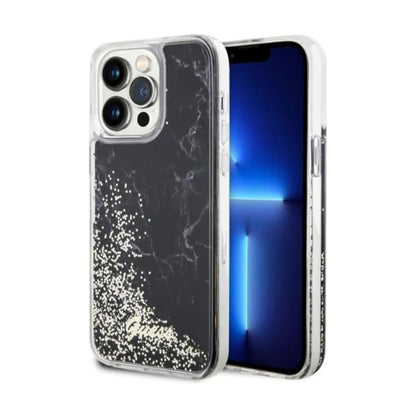 Guess Liquid Glitter Marble Hülle Schwarz – iPhone 14 Pro Max