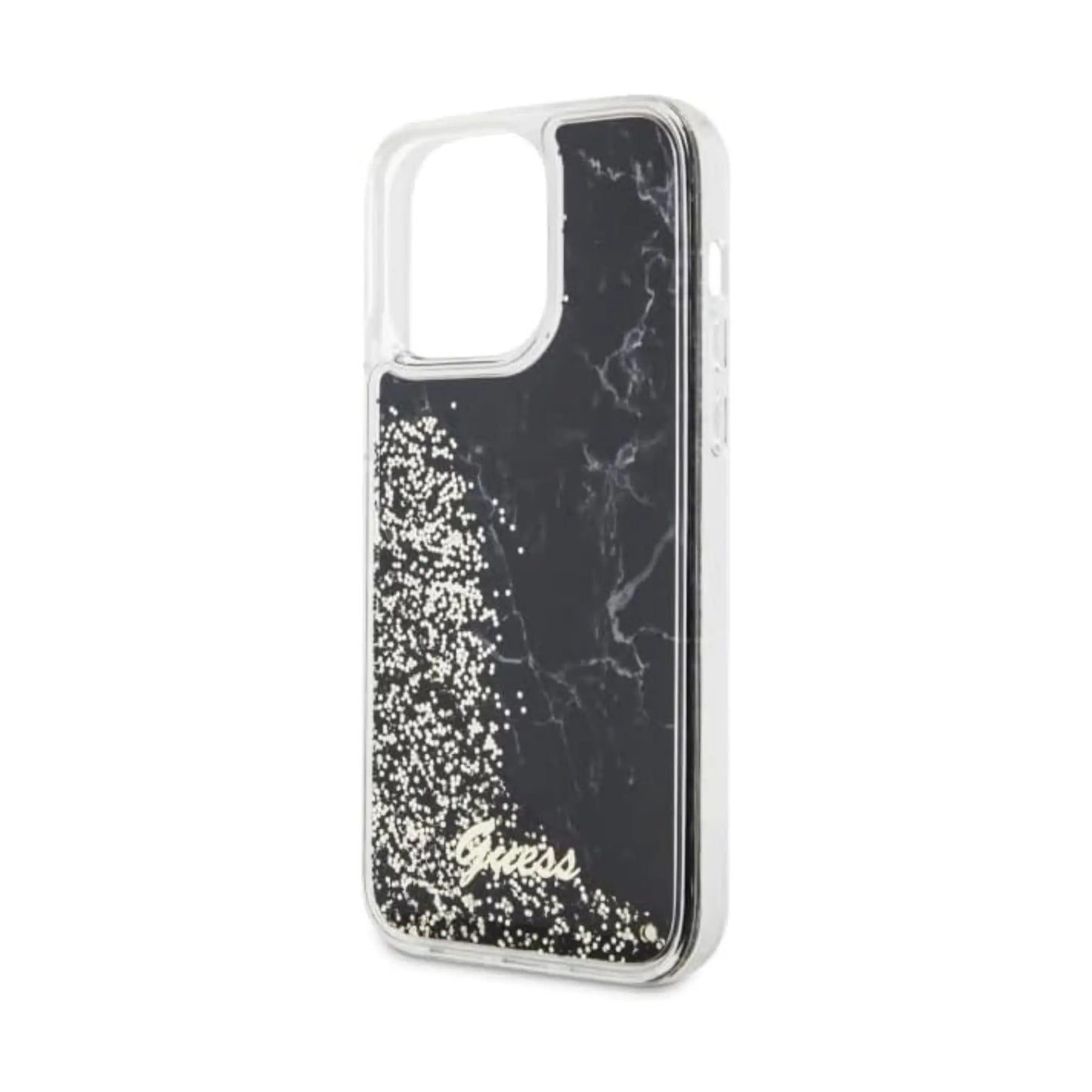 Guess Liquid Glitter Marble Hülle Schwarz – iPhone 14 Pro Max