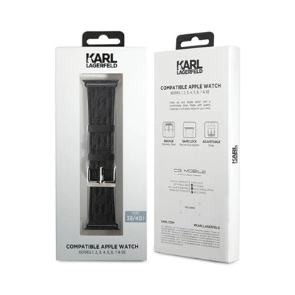 Karl Lagerfeld Saffiano Monogram Apple Watch Armband, Schwarz - 38/40/41 mm