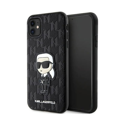 Karl Lagerfeld Hülle KLHCN61SAKHPKK Saffiano Monogram Ikonik Schwarz – iPhone 11/XR