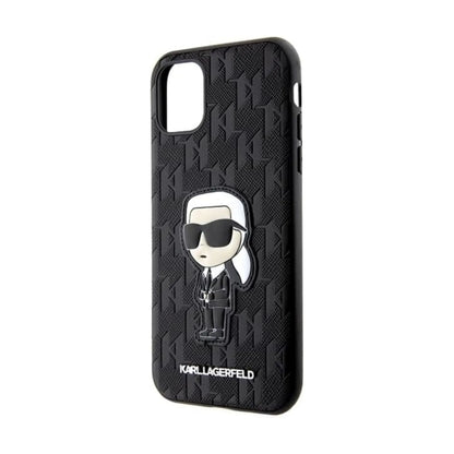 Karl Lagerfeld Hülle KLHCN61SAKHPKK Saffiano Monogram Ikonik Schwarz – iPhone 11/XR