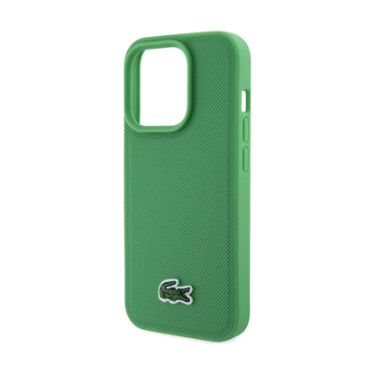 Lacoste Iconic Petit Piqué Woven Logo MagSafe Case, Grün – iPhone 15 Pro