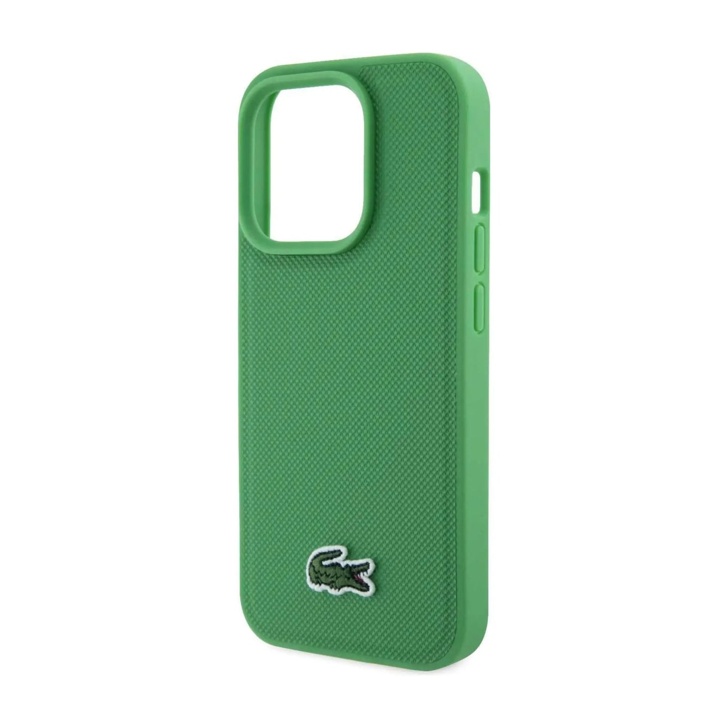 Lacoste iPhone 15 Pro Max Hülle, Grün – Iconic Petit Piqué Woven Logo MagSafe