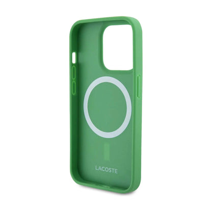 Lacoste iPhone 15 Pro Max Hülle, Grün – Iconic Petit Piqué Woven Logo MagSafe