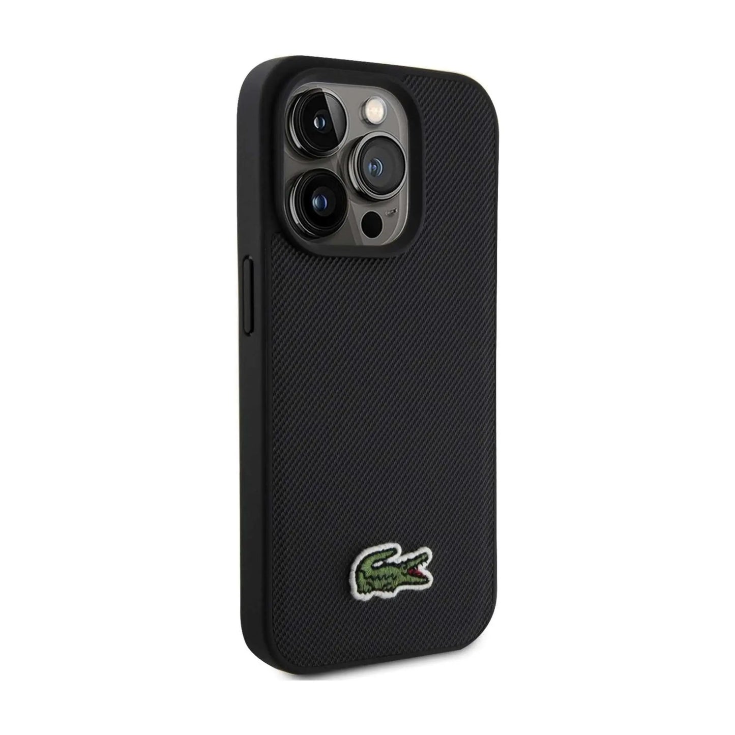 Lacoste LCHMP15LPVCK Iconic Petit Piqué Case, Schwarz – iPhone 15 Pro