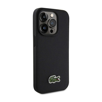 Lacoste LCHMP15LPVCK Iconic Petit Piqué Case, Schwarz – iPhone 15 Pro