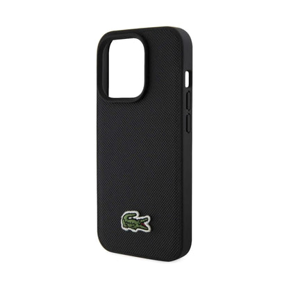 Lacoste LCHMP15LPVCK Iconic Petit Piqué Case, Schwarz – iPhone 15 Pro