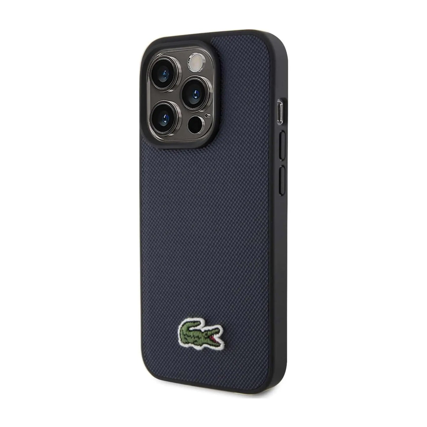 Lacoste iPhone 15 Pro Max Hülle, Navy – Iconic Petit Piqué Woven Logo MagSafe
