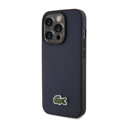 Lacoste iPhone 15 Pro Max Hülle, Navy – Iconic Petit Piqué Woven Logo MagSafe