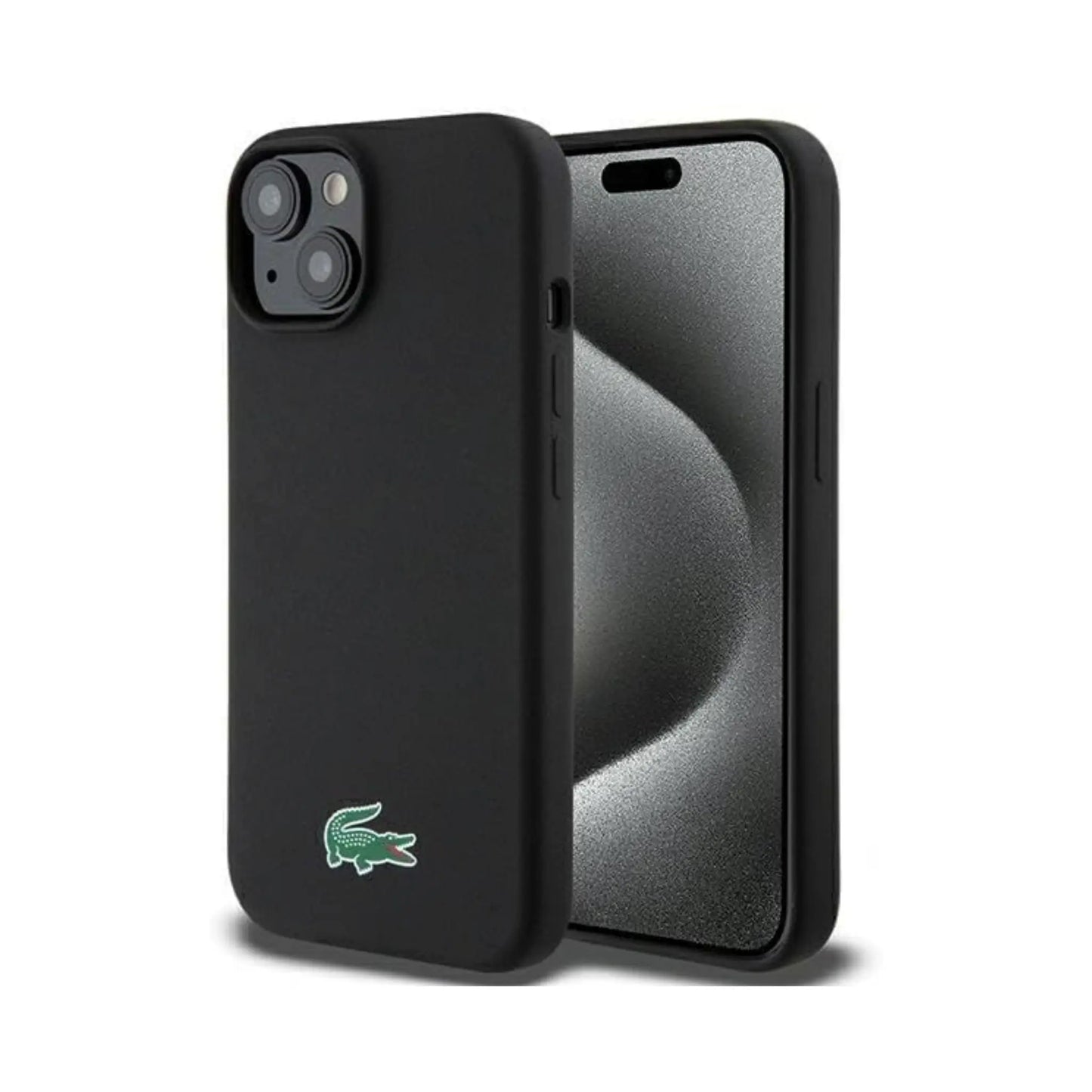 Lacoste Hülle Liquid Silicone Croc Logo MagSafe Schwarz – iPhone 15 Plus
