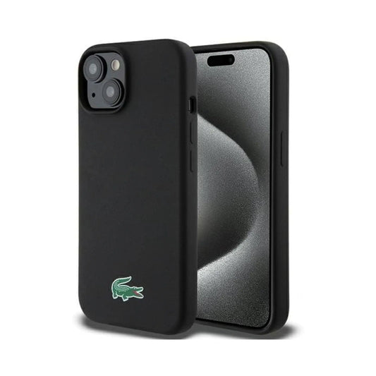 Lacoste Hülle Liquid Silicone Croc Logo MagSafe Schwarz – iPhone 15 Plus