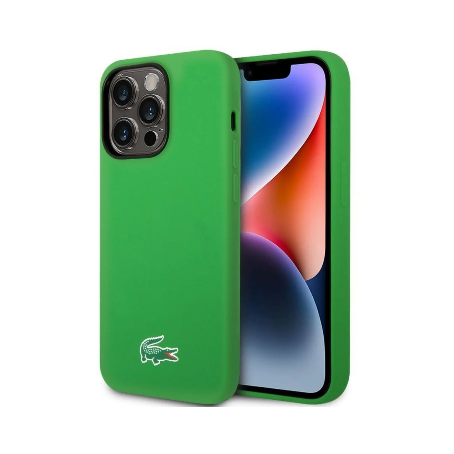 Lacoste Hülle Silikon Mikrofaser MagSafe Grün – iPhone 15 Pro