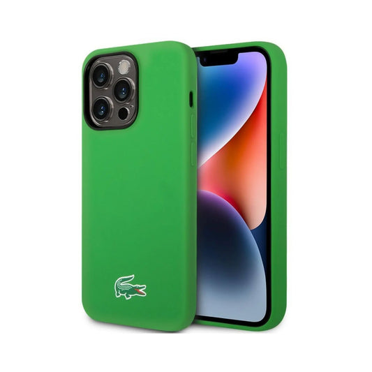Lacoste Hülle Silikon Mikrofaser MagSafe Grün – iPhone 15 Pro