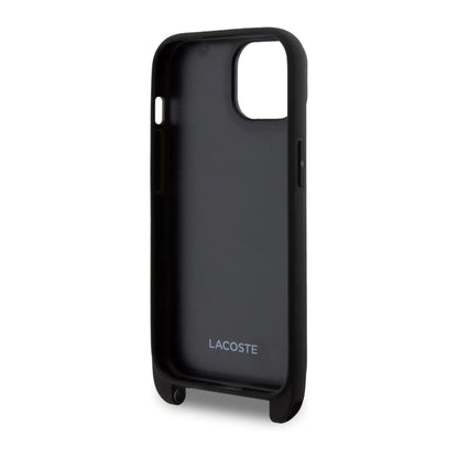 Lacoste iPhone 15 Hülle, Schwarz – Iconic Petit Piqué Crossbody