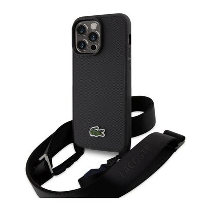 Lacoste Hülle LCHCP15XSPVCK Iconic Petit Pique Crossbody Schwarz – iPhone 15 Pro Max