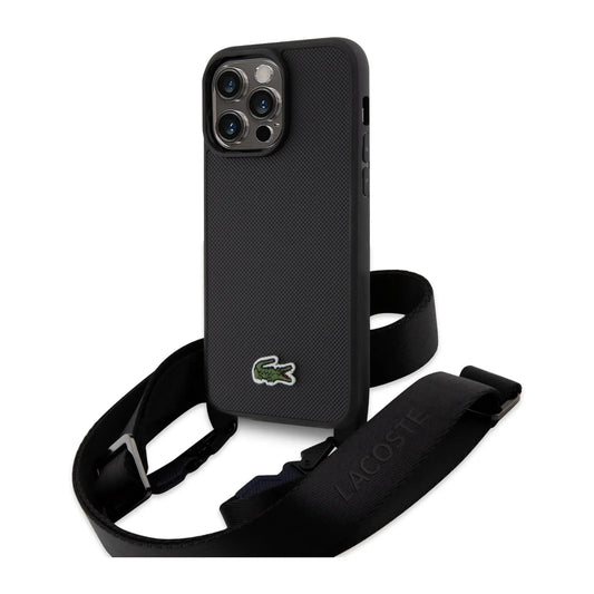 Lacoste Hülle LCHCP15XSPVCK Iconic Petit Pique Crossbody Schwarz – iPhone 15 Pro Max