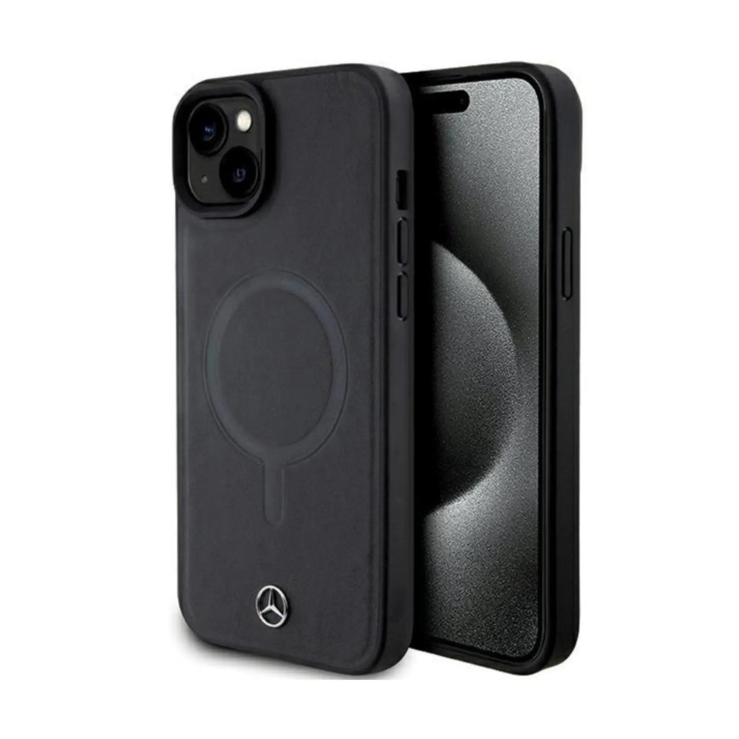 Mercedes Hülle Smooth Leather MagSafe Schwarz – iPhone 15
