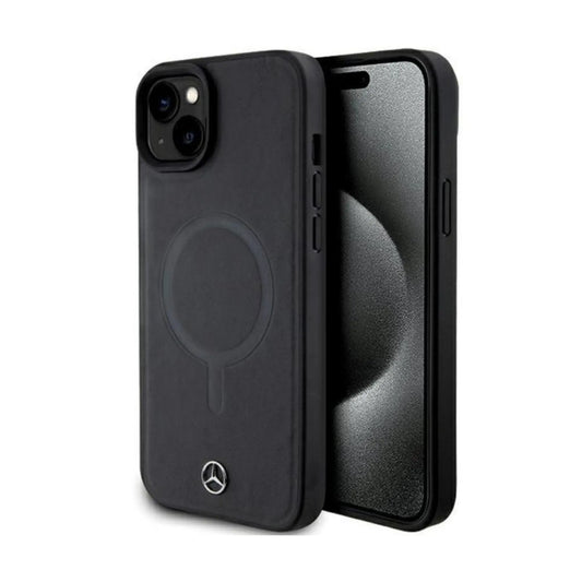Mercedes Hülle Smooth Leather MagSafe Schwarz – iPhone 15
