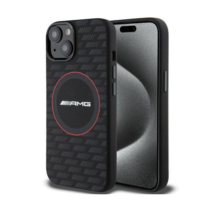 AMG Hülle Liquid Silicone Carbon Pattern MagSafe Schwarz – iPhone 15