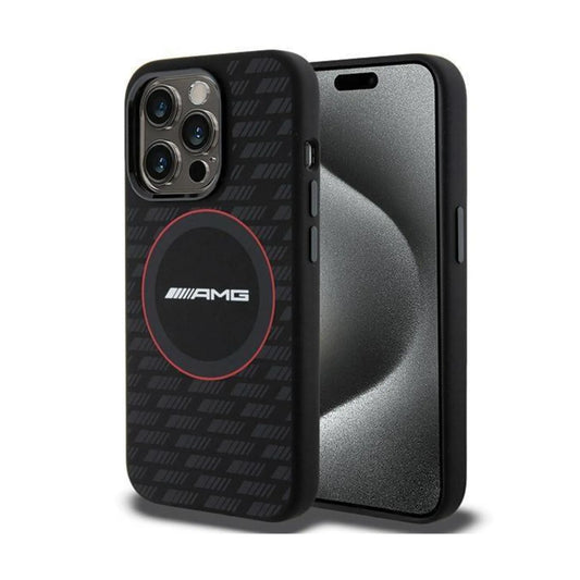 AMG Hülle Liquid Silicone Carbon Pattern MagSafe Schwarz – iPhone 15 Pro