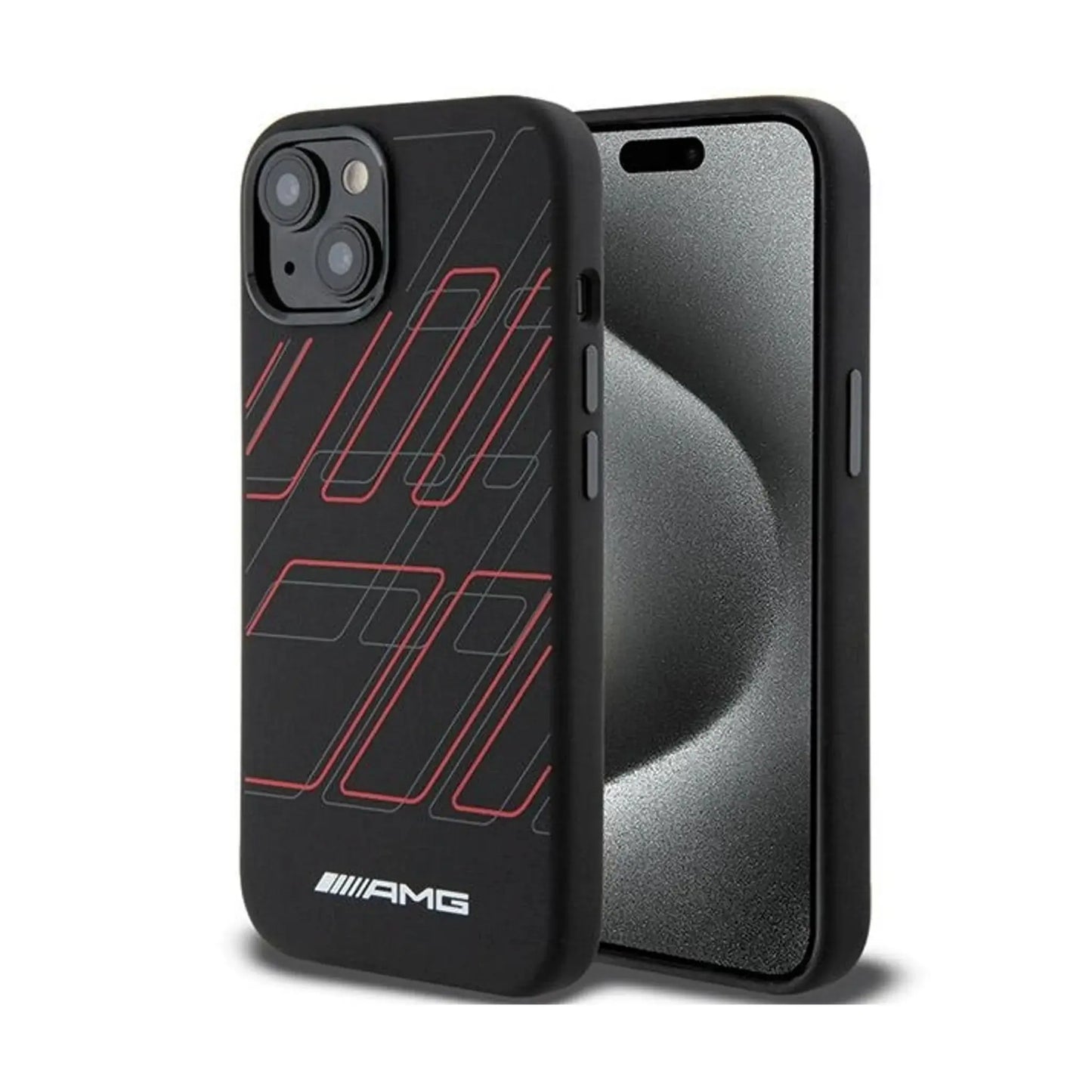 AMG Hülle Silikon Große Rauten MagSafe Schwarz – iPhone 15/14/13